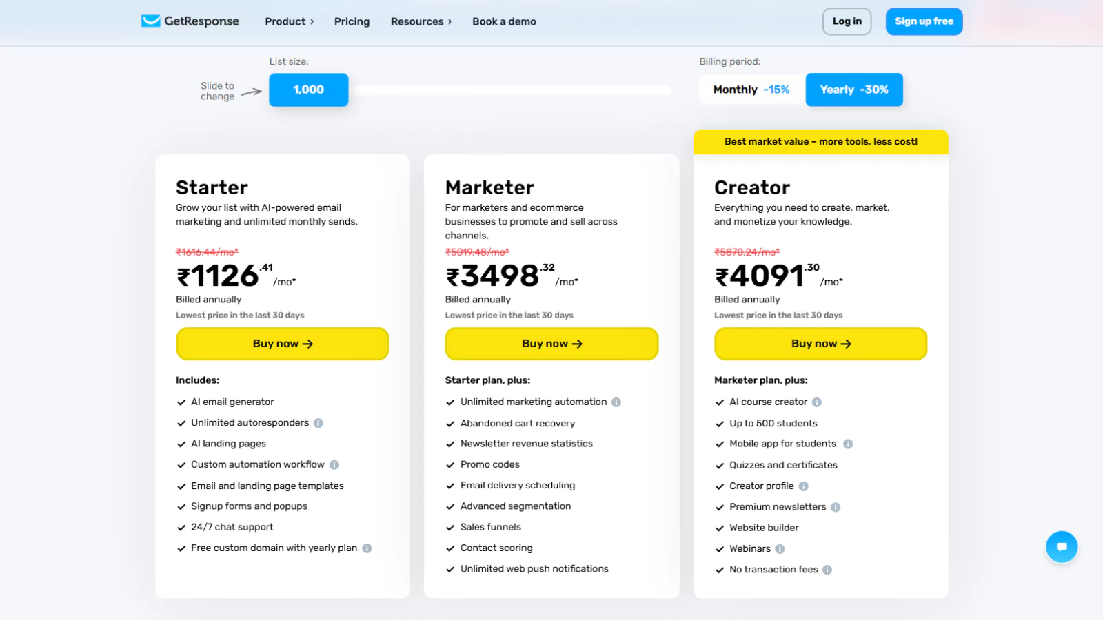 get-response-pricing